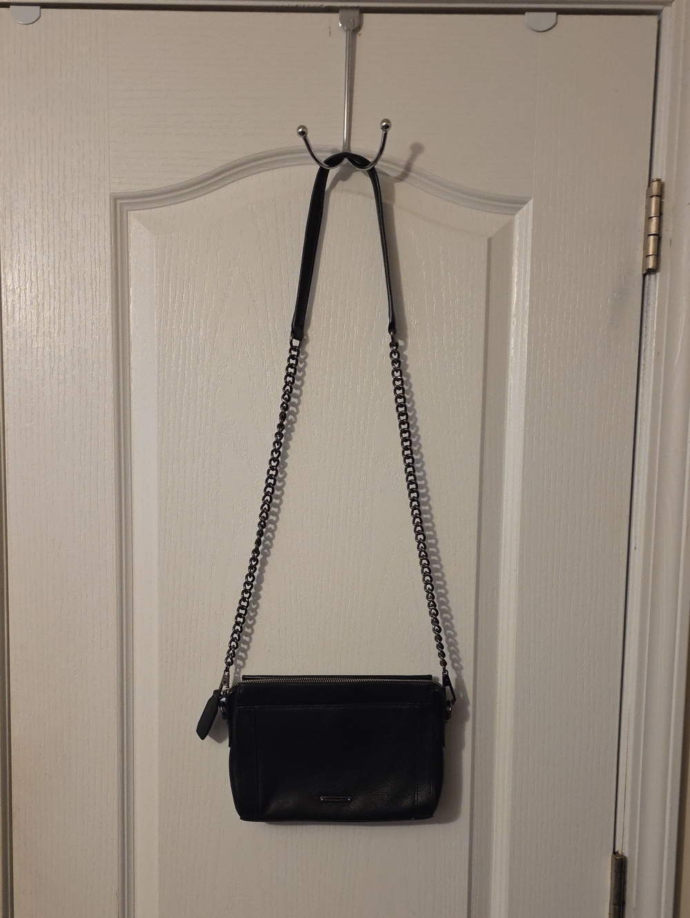 Rebecca Minkoff Black Leather Crossbody Bag with Chain Strap